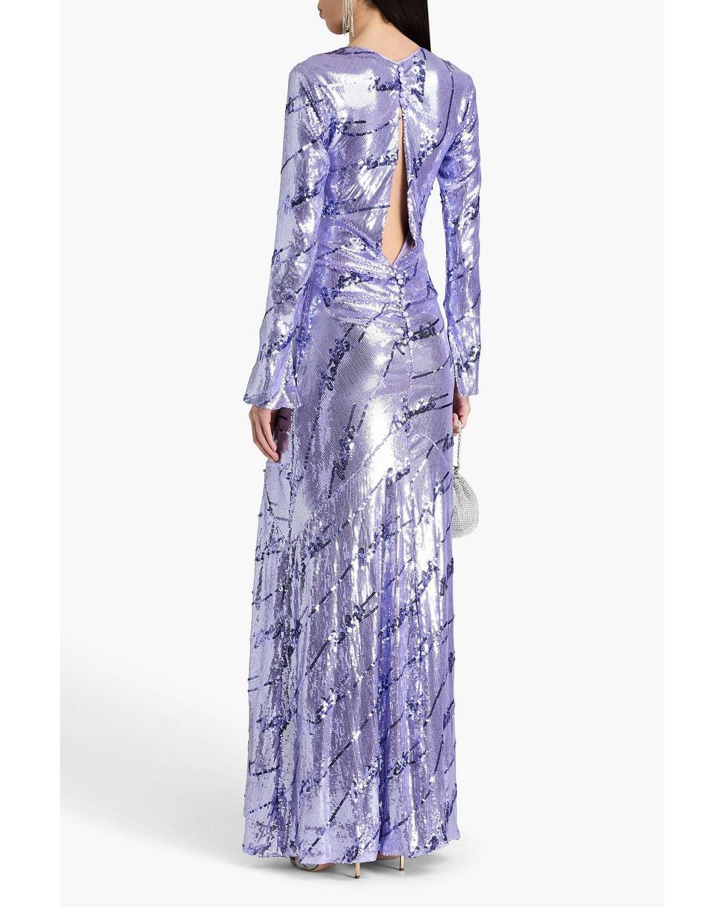 ROTATE BIRGER CHRISTENSEN Ruched Sequined Stretch-mesh Maxi Dress in Purple  | Lyst Australia