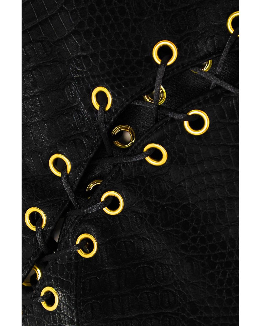 Halpern Black Croc-effect Mini Dress