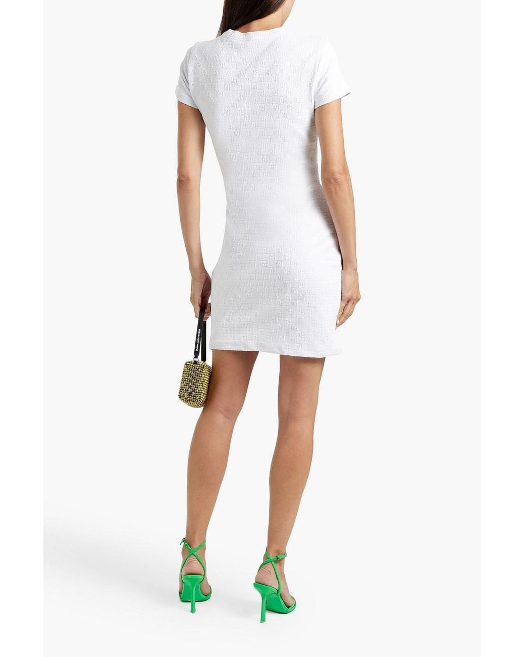 T By Alexander Wang White Jacquard-knit Mini Dress