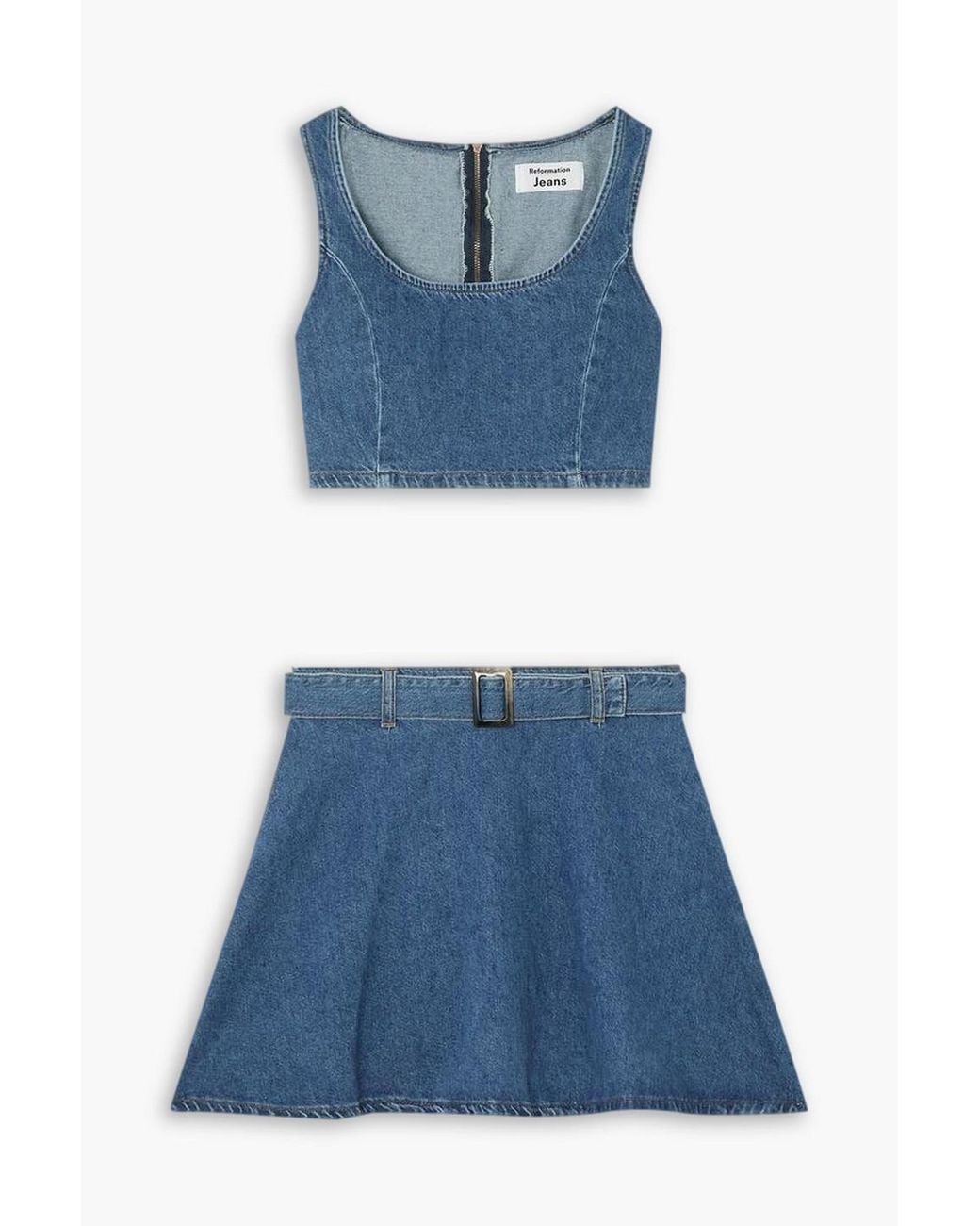 Reformation Anissa Denim Cropped Top And Mini Skirt Set in Blue Lyst — free download