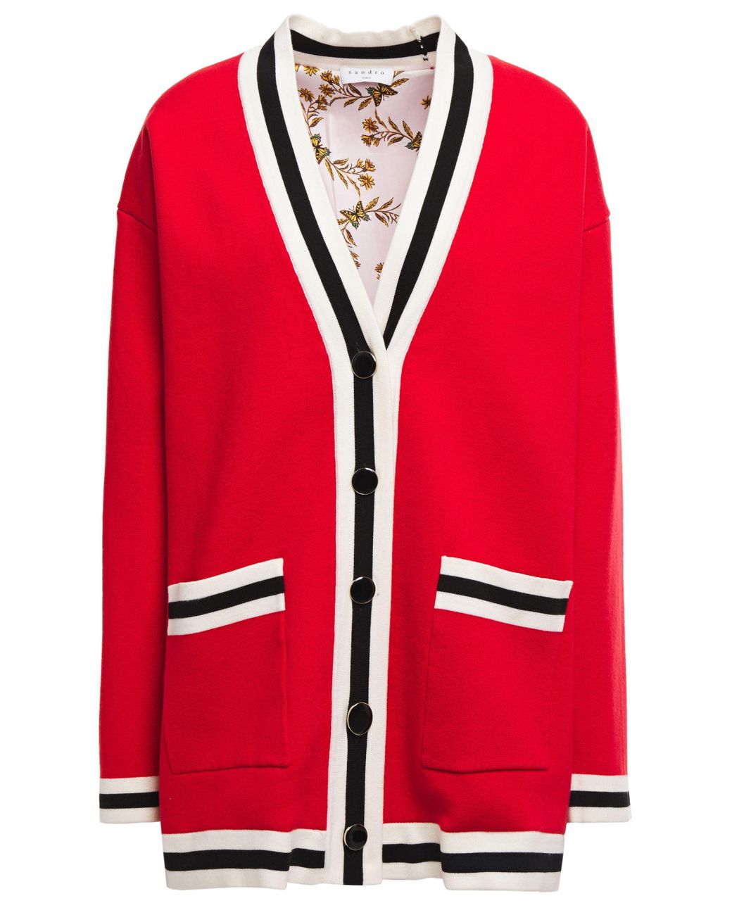 Sandro long cardigan online with printed lining