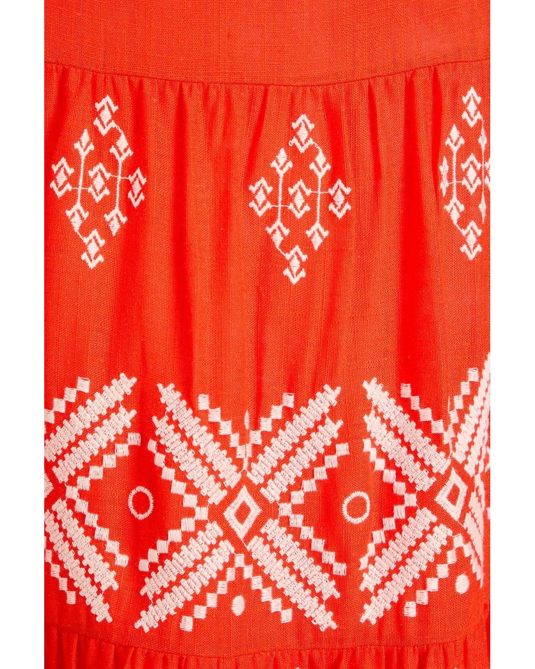 Johanna Ortiz Convertible Tiered Embroidered Slub Woven Maxi Dress