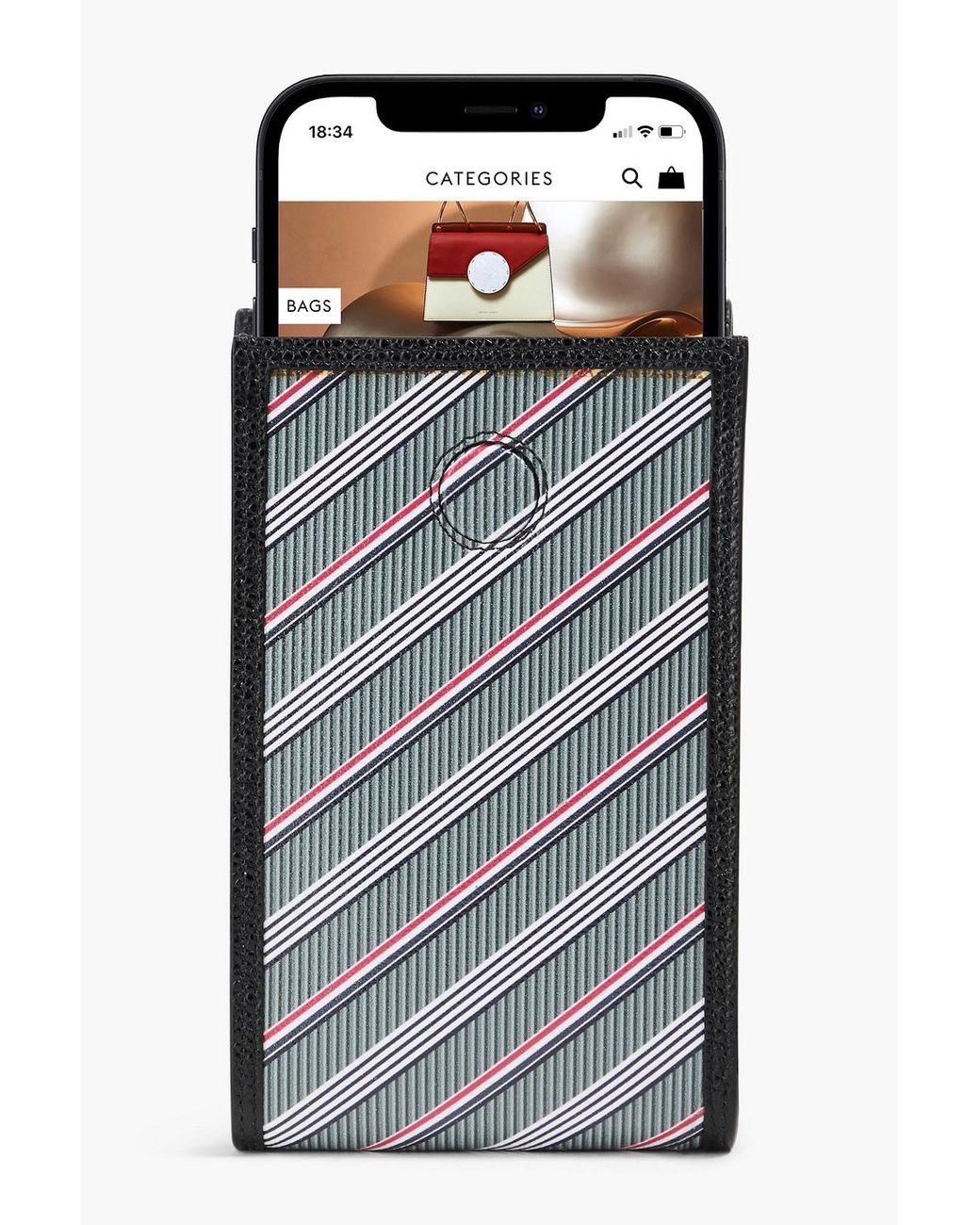 Thom Browne Striped Coated Canvas Phone Pouch in Black for Men | Lyst