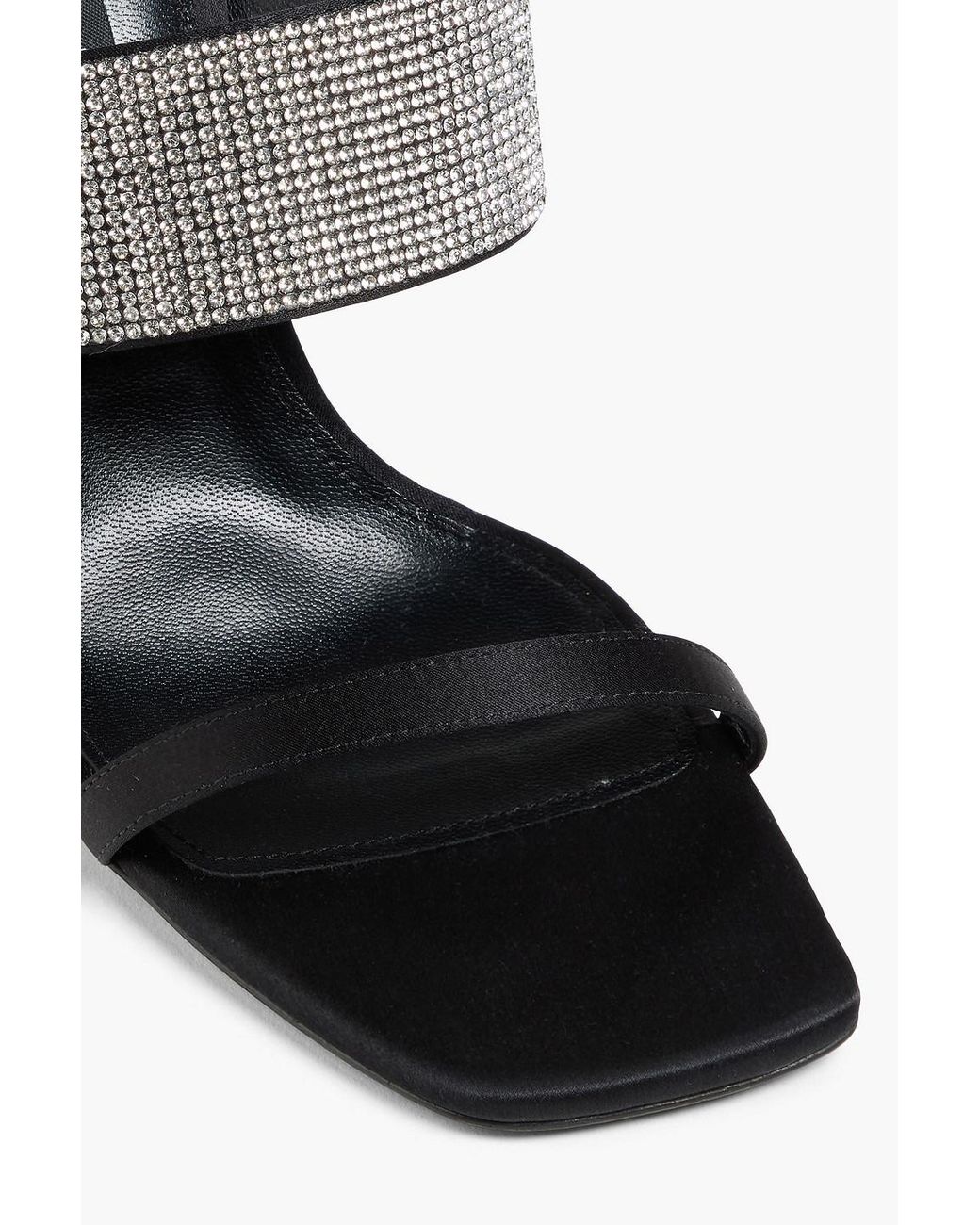 Sergio Rossi Black Crystal-embellished Satin Mules