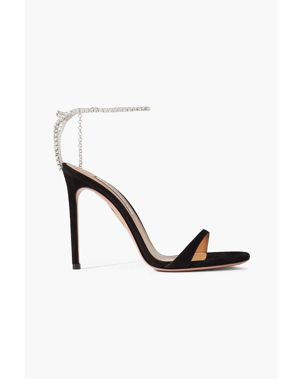 Aquazzura Ice 105 Embellished Suede Sandals in Black | Lyst Aquazzura Ice 105 Embellished Suede Sandals in Black | Lyst
