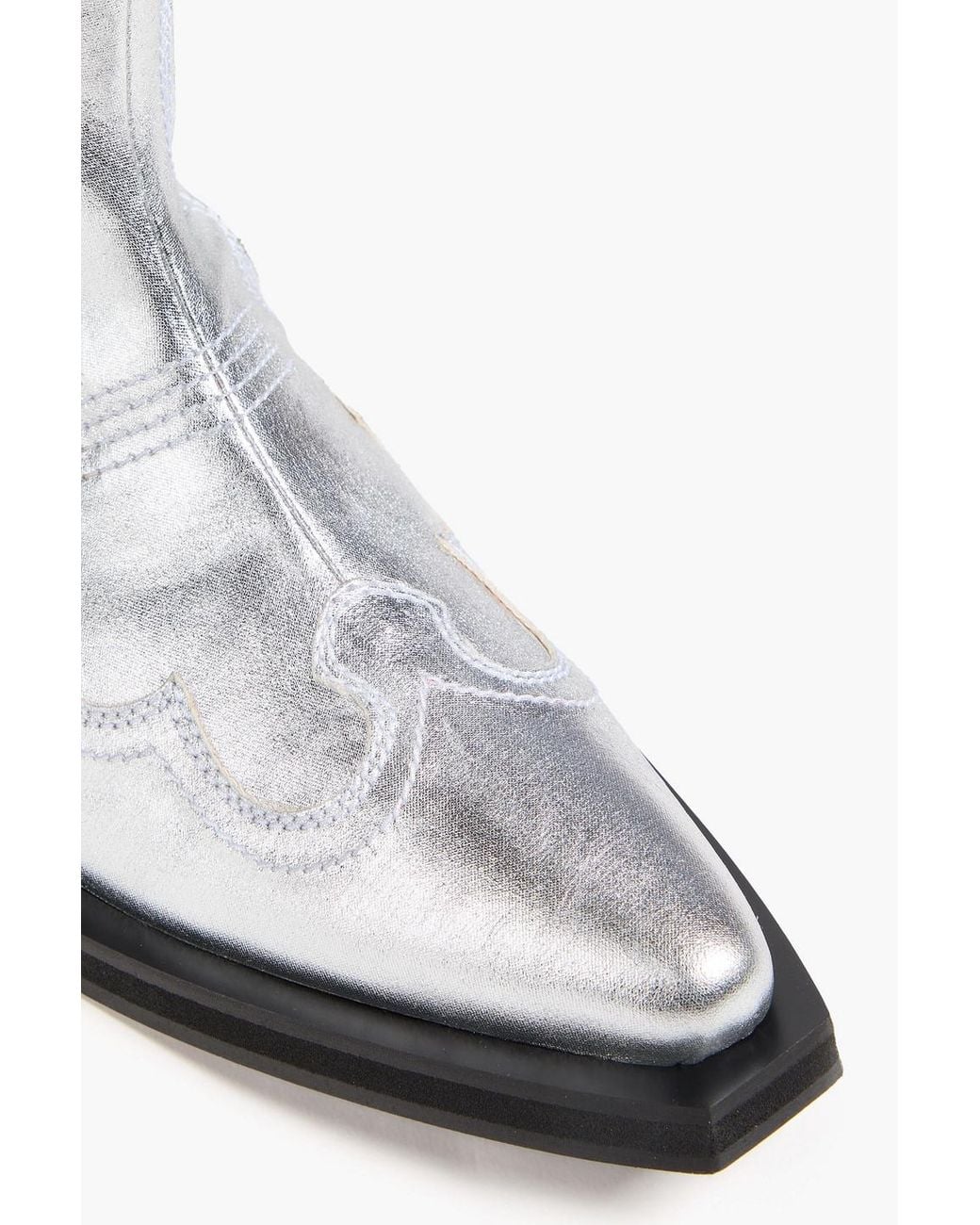 Ganni White Embroidered Cowboy Boots