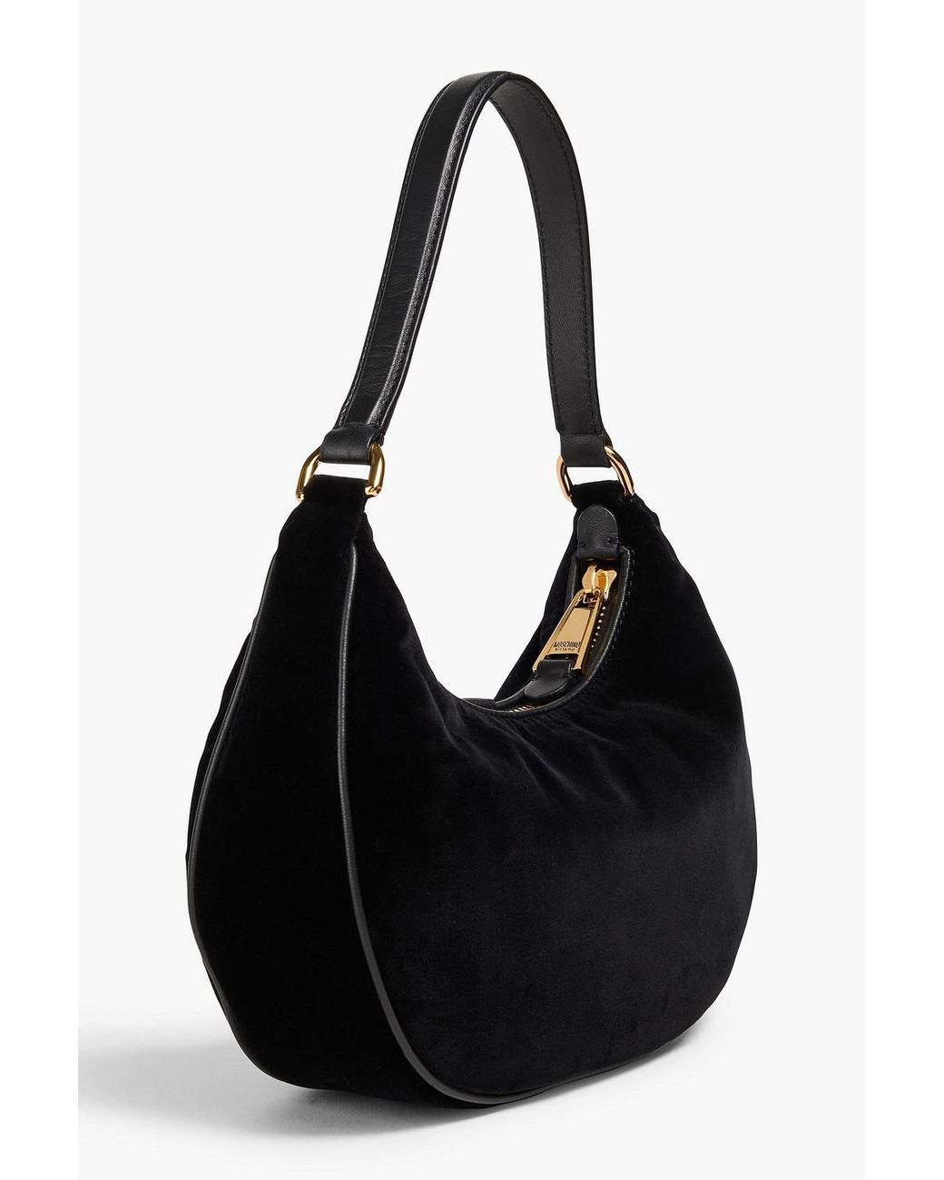 Moschino Leather trimmed Velvet Shoulder Bag in Black Lyst