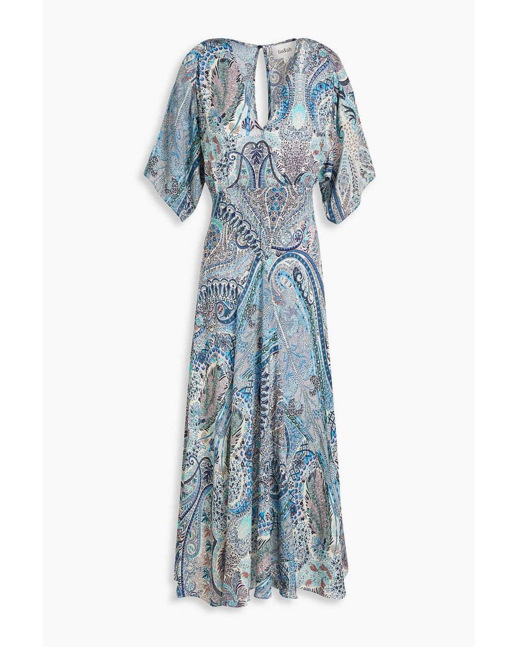 Ba&sh Tie-back Paisley-print Mousseline Midi Dress in Blue | Lyst