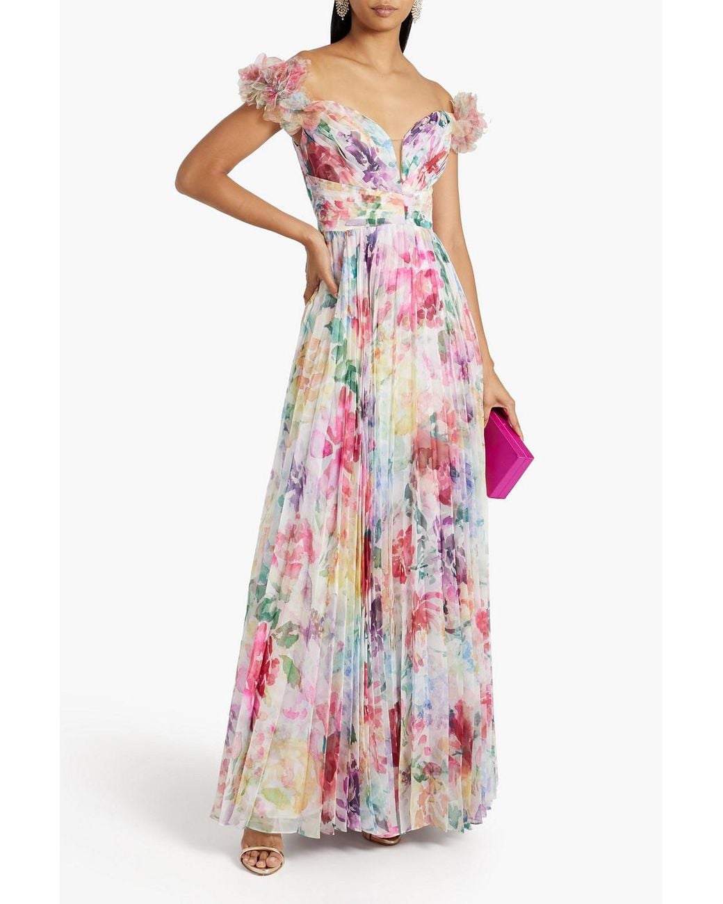 strapless open back dress PLEATED NECKLINE GOWN