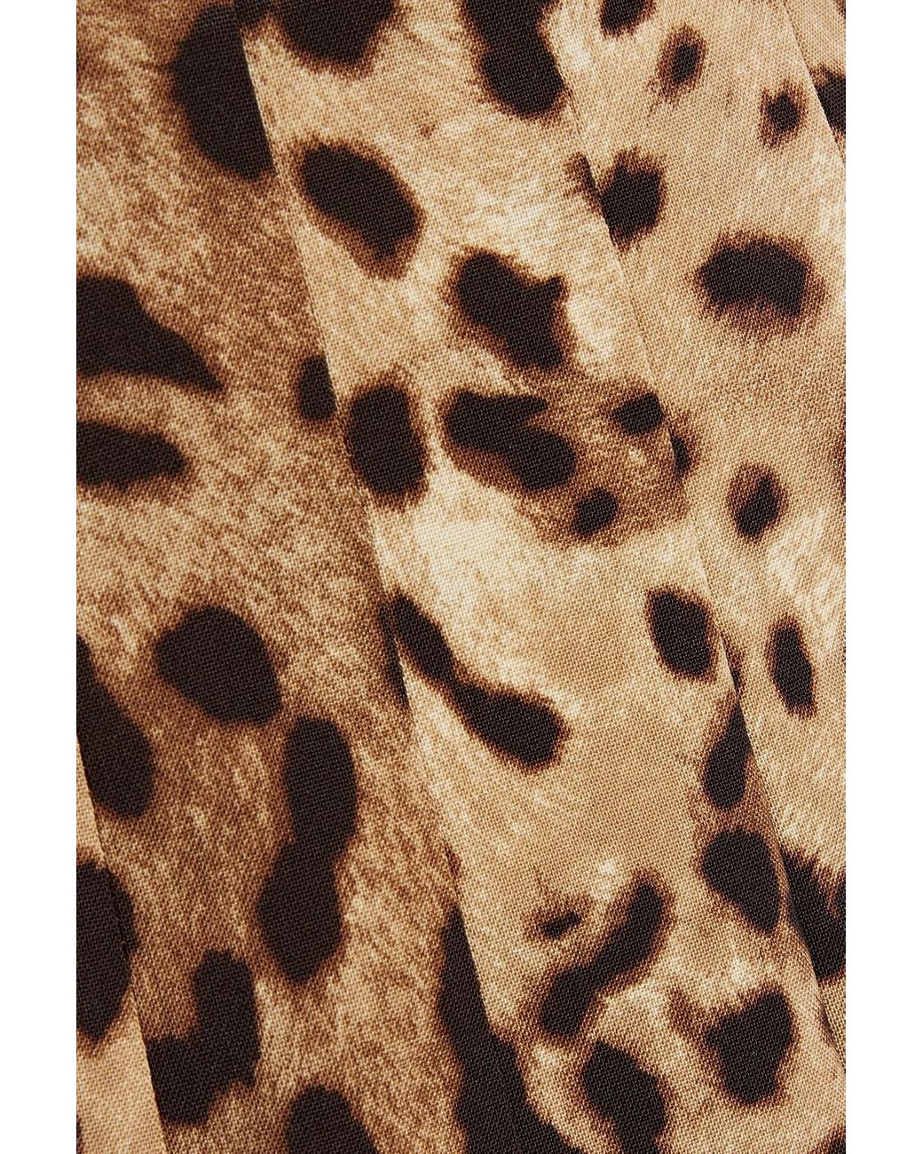 Dolce & Gabbana Pleated Leopard-print Wool-blend Mini Skirt | Lyst