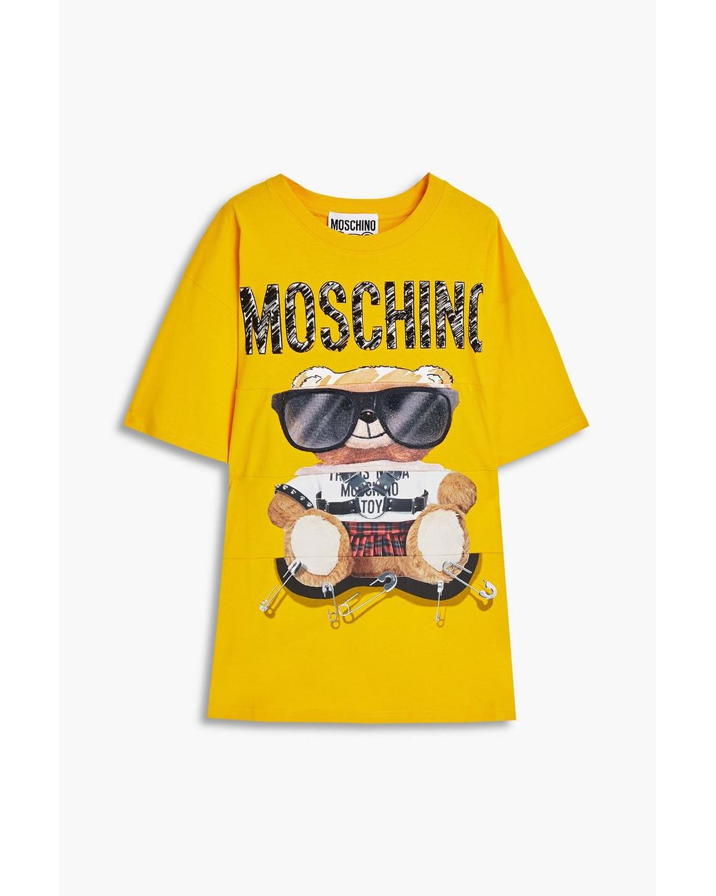 Womens Clothing Tops T-shirts Moschino Oversized Embroidered Cotton-jersey T-shirt in Yellow 