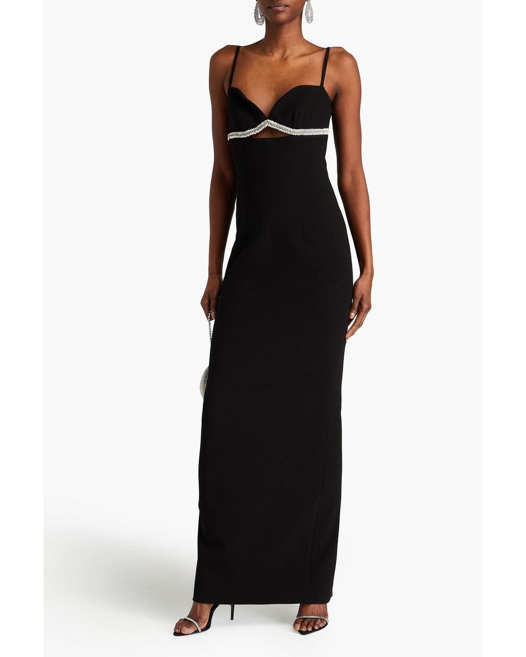 Rachel Gilbert Kyra Cutout Crystal-embellished Crepe Gown in Black | Lyst
