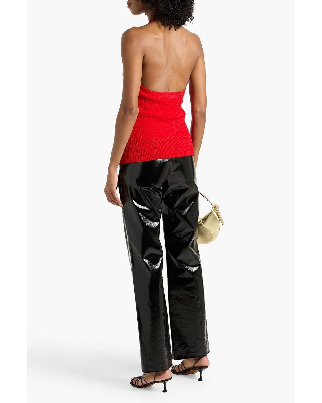 Proenza Schouler Red Leona Knitted Halterneck Top