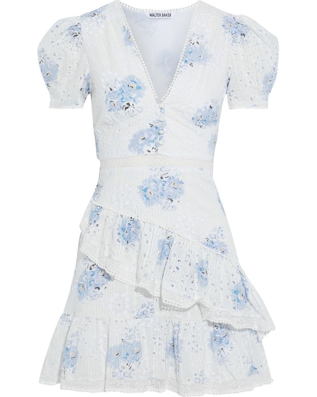 Walter Baker Angelica Tiered Floralprint Broderie Anglaise Cotton Mini