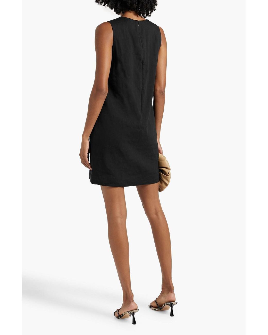 Theory Linen-blend Mini Dress in Black | Lyst