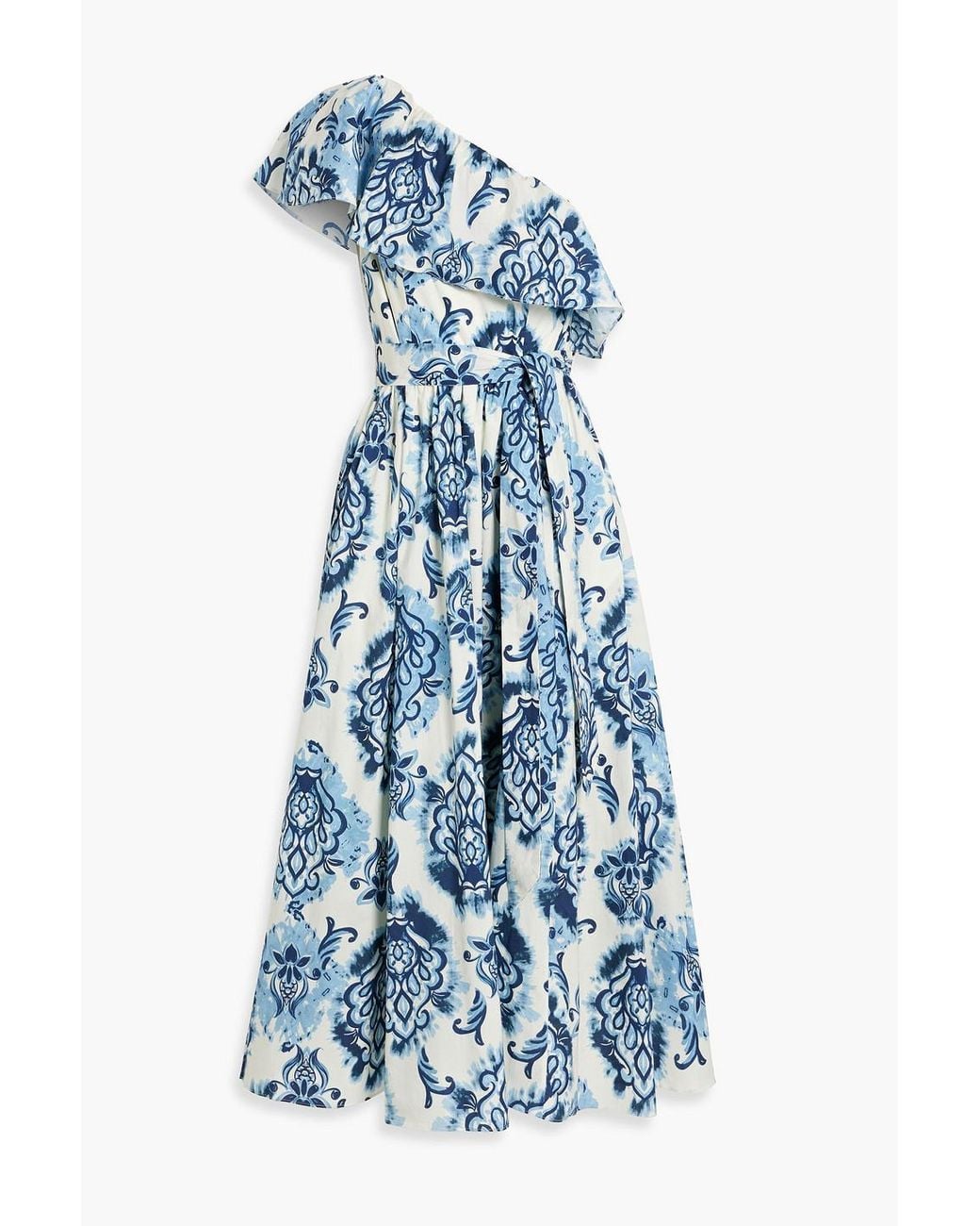Mikael Aghal One-Shoulder Printed Cotton-Poplin Midi Dress in Blue | Lyst UK Mikael Aghal One-Shoulder Printed Cotton-Poplin Midi Dress in Blue | Lyst UK