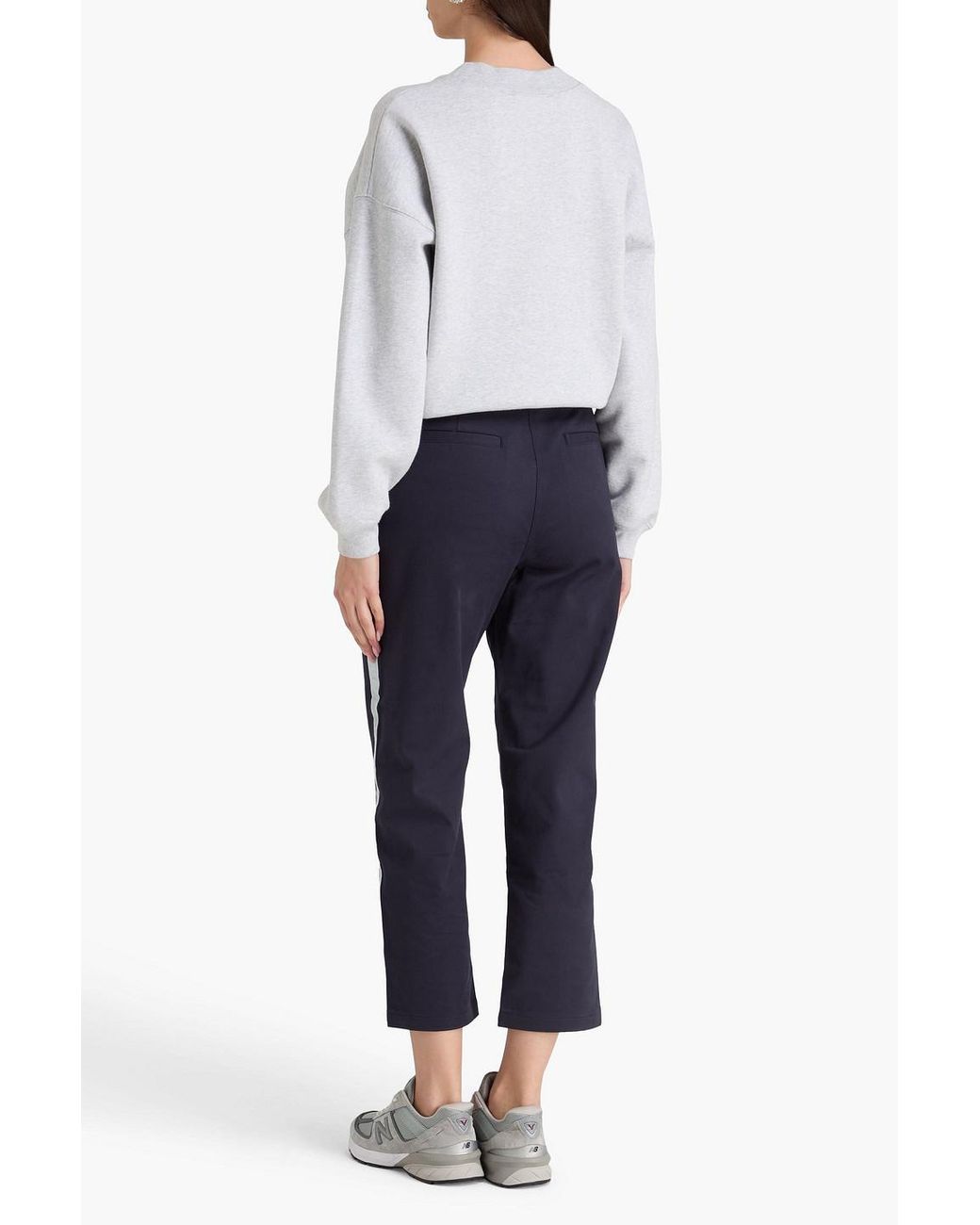 Tory Burch Blue Cropped Cotton-Twill Tapered Pants