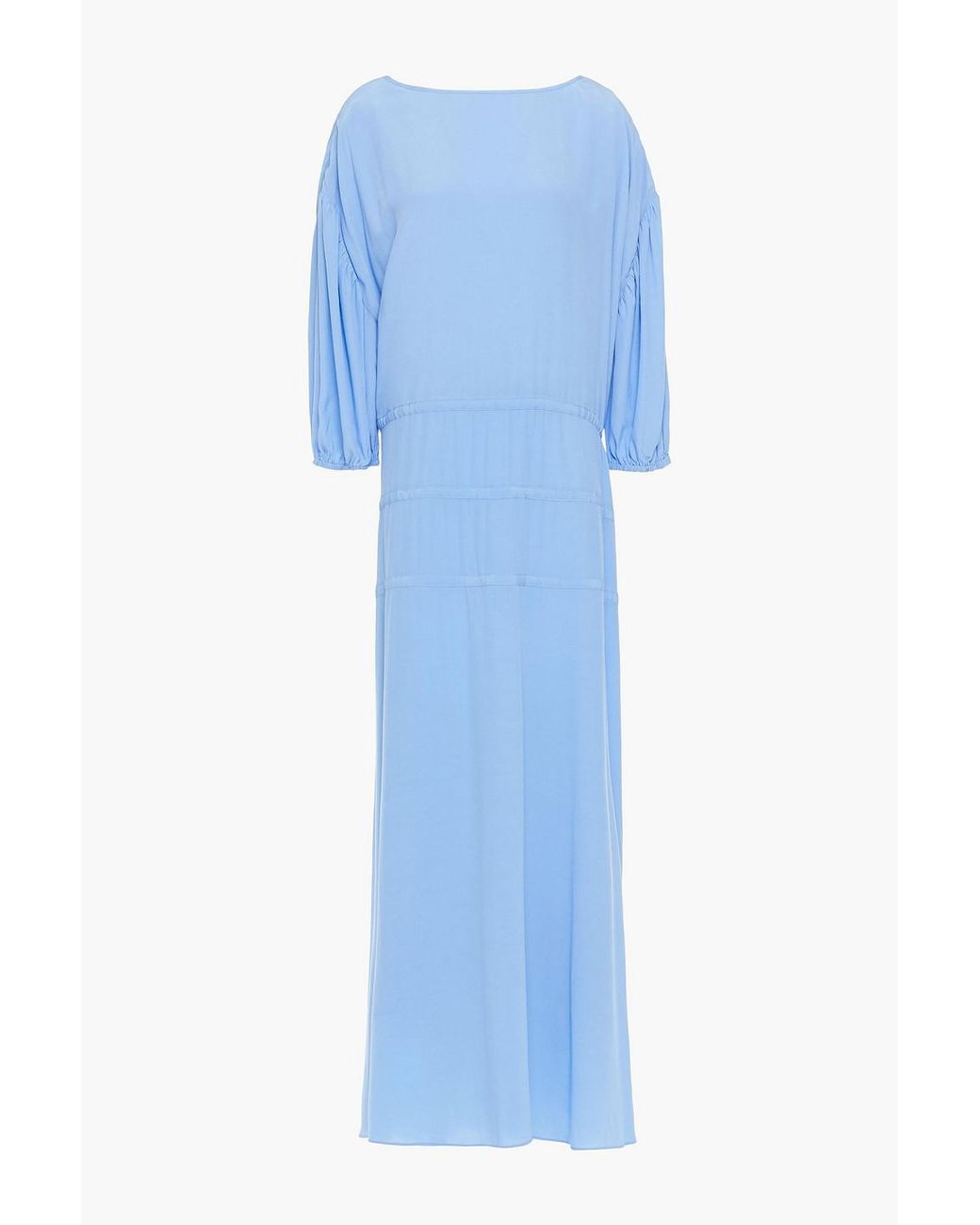 Rodebjer Synthetic Amane Gathered Crepe De Chine Maxi Dress in Blue | Lyst