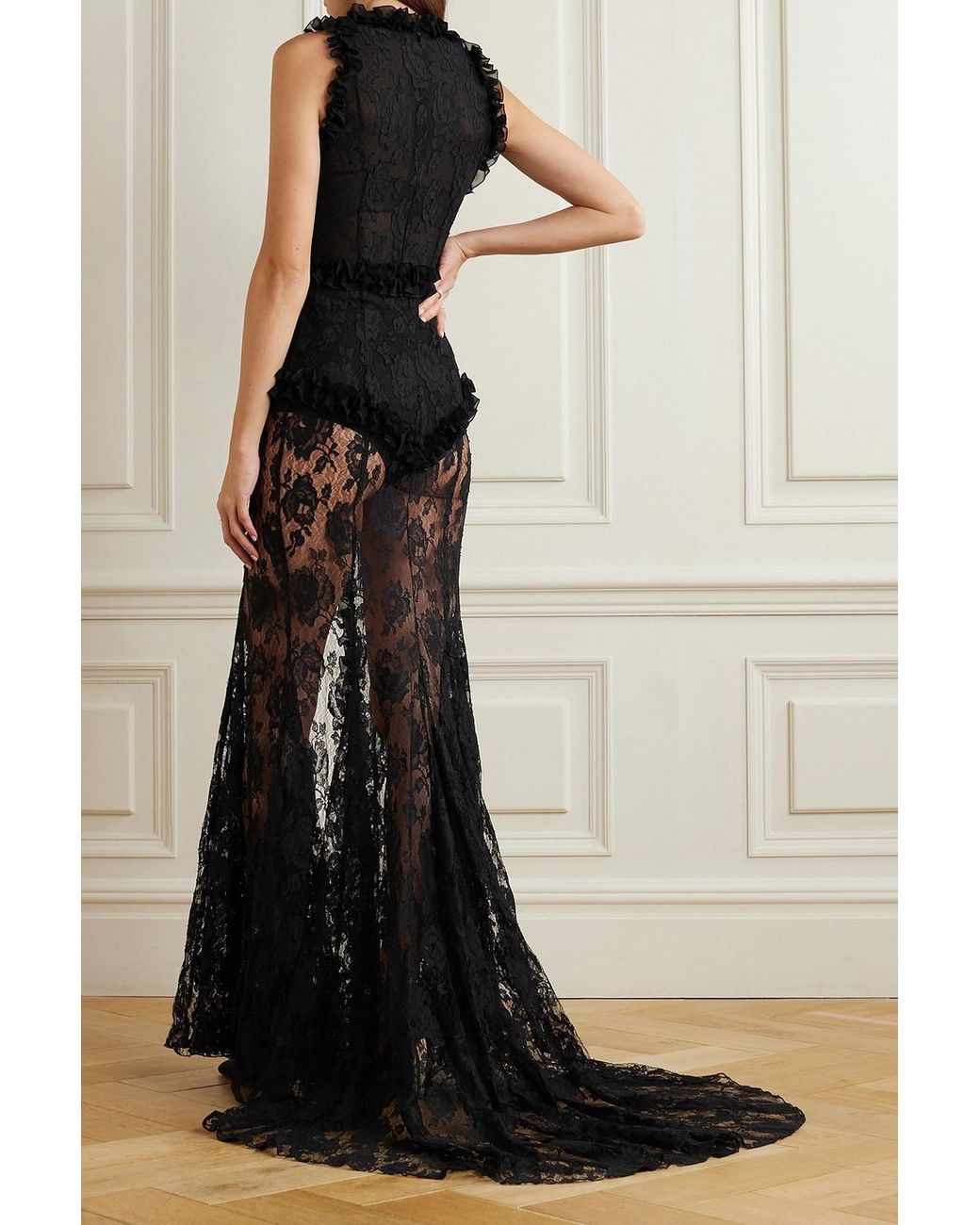 Alessandra Rich Bow-detailed Ruffled Cotton-blend Lace Gown in Black | Lyst Canada Alessandra Rich Bow-detailed Ruffled Cotton-blend Lace Gown in Black | Lyst Canada