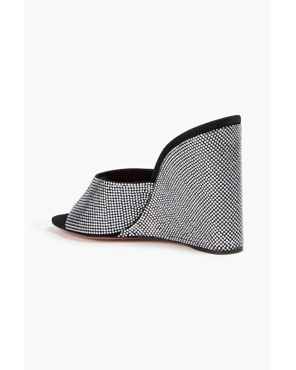 AMINA MUADDI Black Lupita Crystal-Embellished Suede Mules