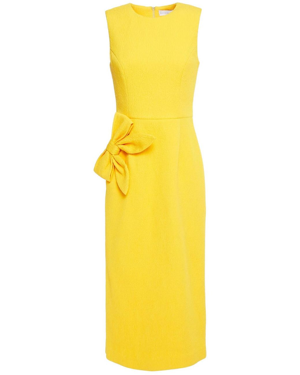 Rebecca Vallance Andie Bow-embellished Cloqué Midi Dress in Yellow | Lyst