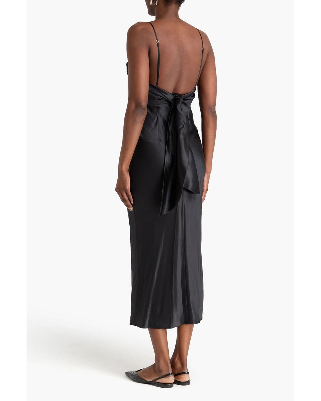 TOVE Black Sofia Twisted Silk-Satin Midi Dress