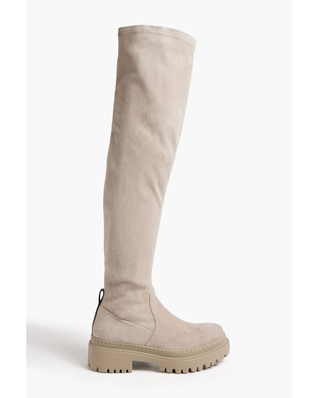 Brunello Cucinelli Beadembellished Stretchsuede Overtheknee Boots