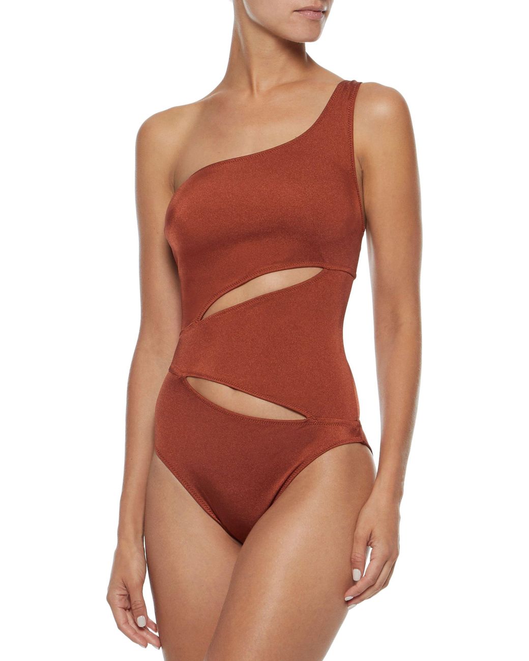 Solid & Striped The Louise One-shoulder Cutout Swimsuit Copper | Lyst UK