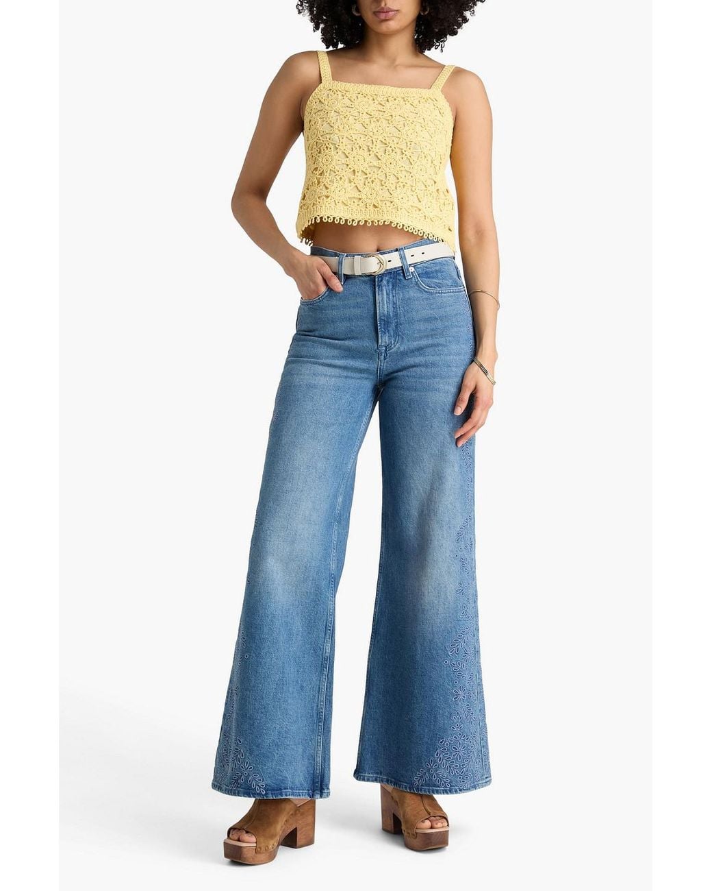 Maje Blue High-Rise Wide-Leg Jeans