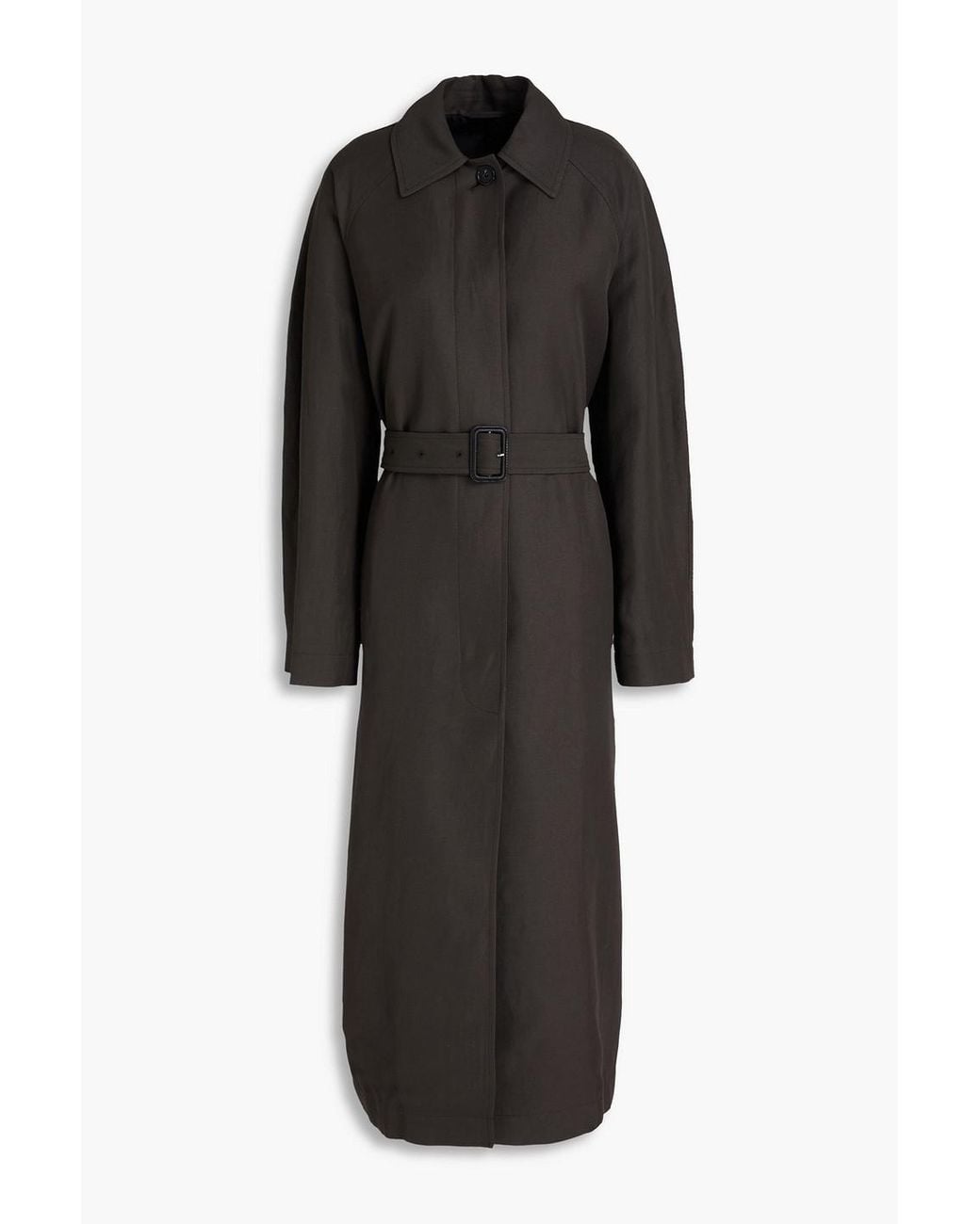 Totême Black Minimalist Twill Trench Coat