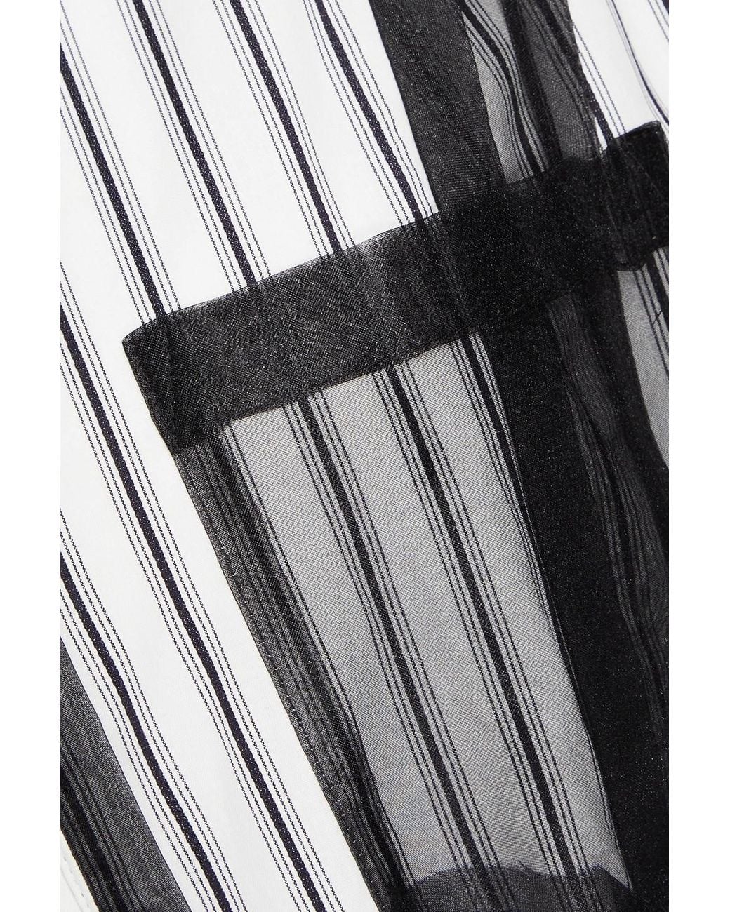 3.1 Phillip Lim White Organza-trimmed Striped Cotton-poplin Midi Shirt Dress