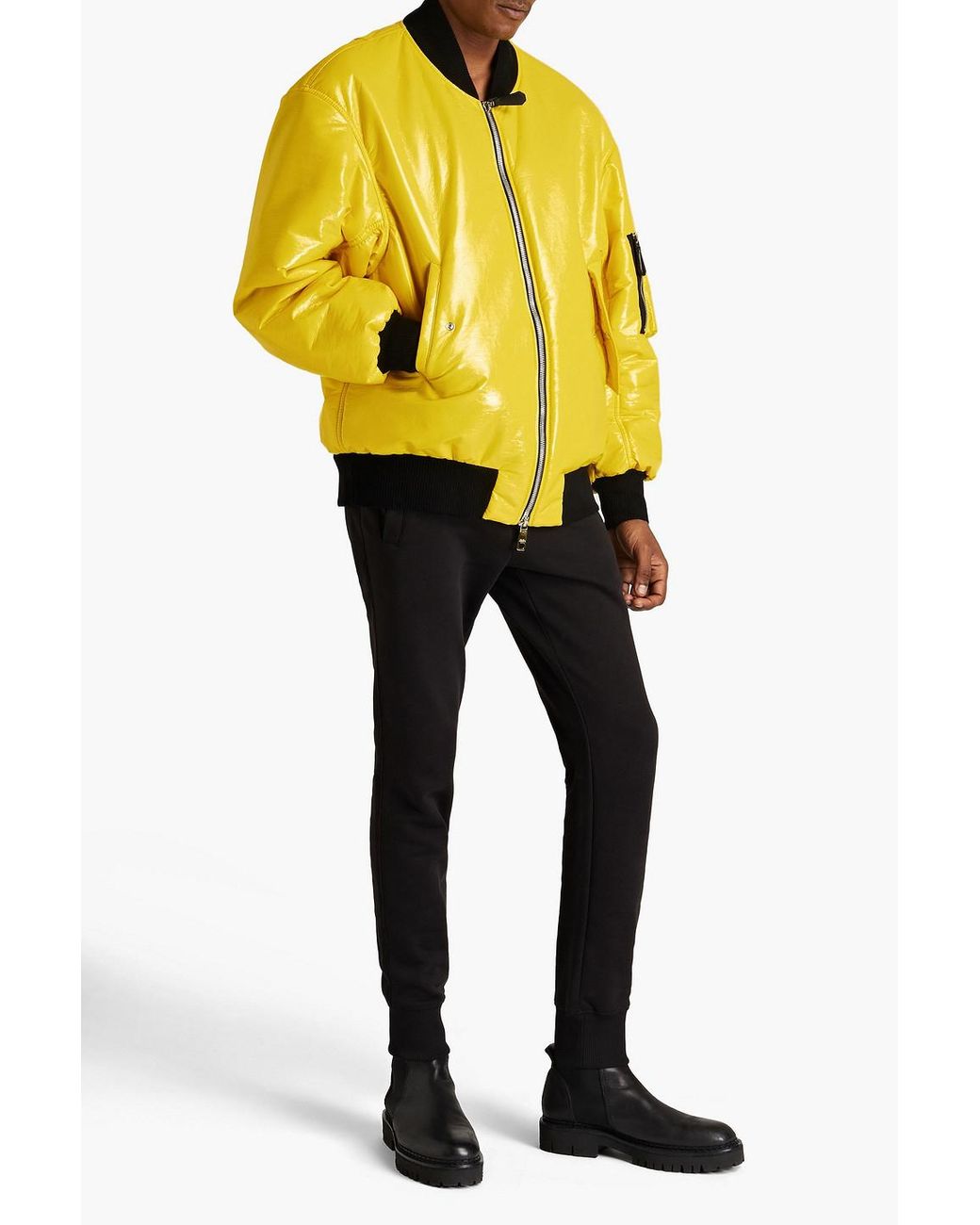 Yellow patent hotsell leather jacket