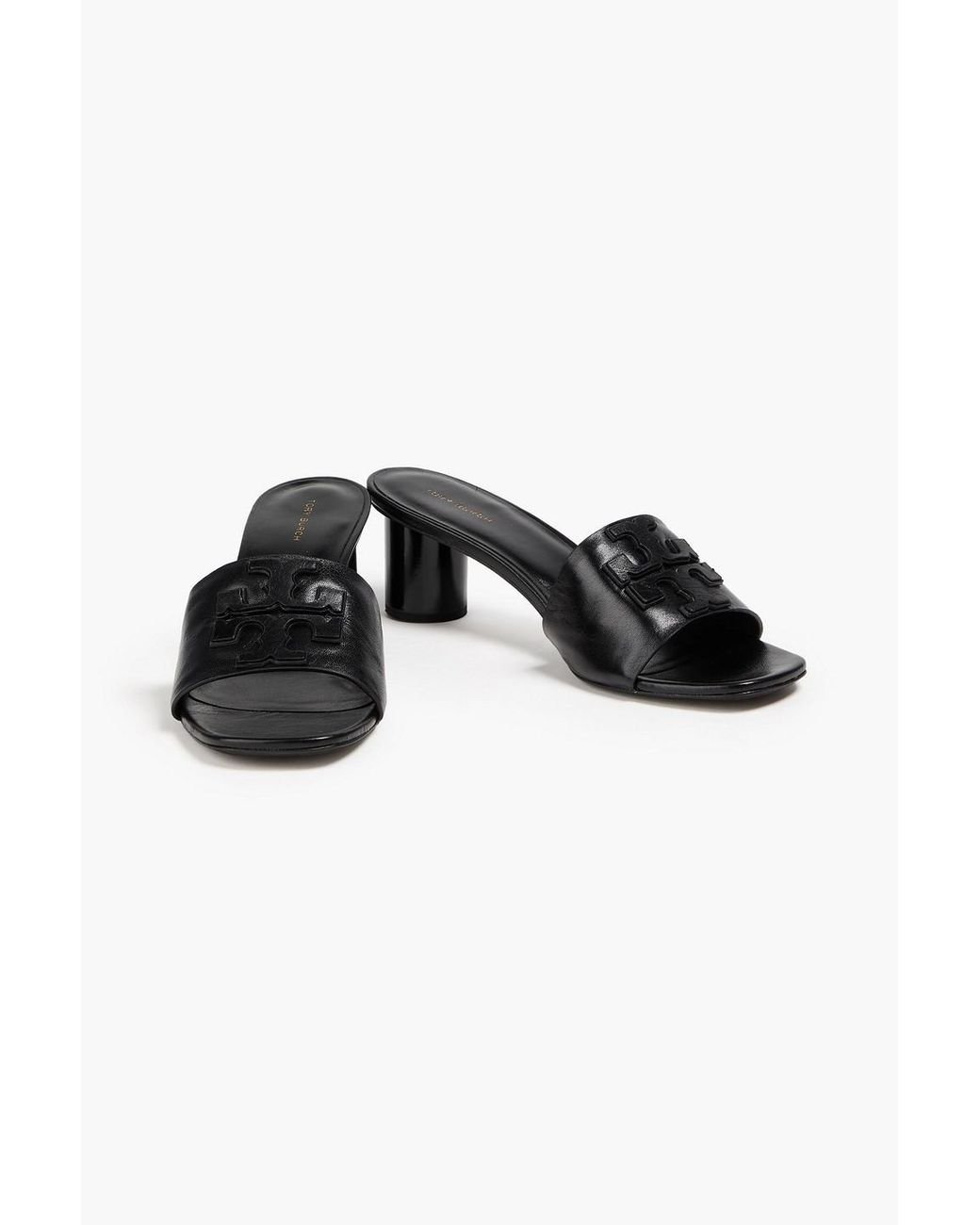 Tory Burch Black Appliquéd Leather Mules