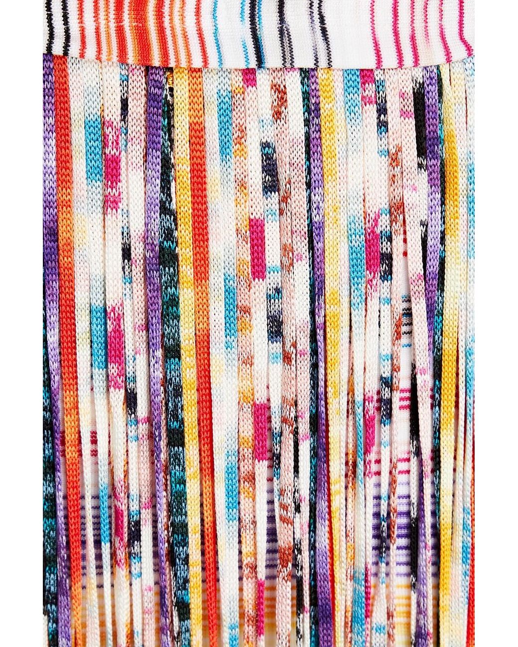 Missoni Striped Fringed Crochet-knit Coverup in White | Lyst