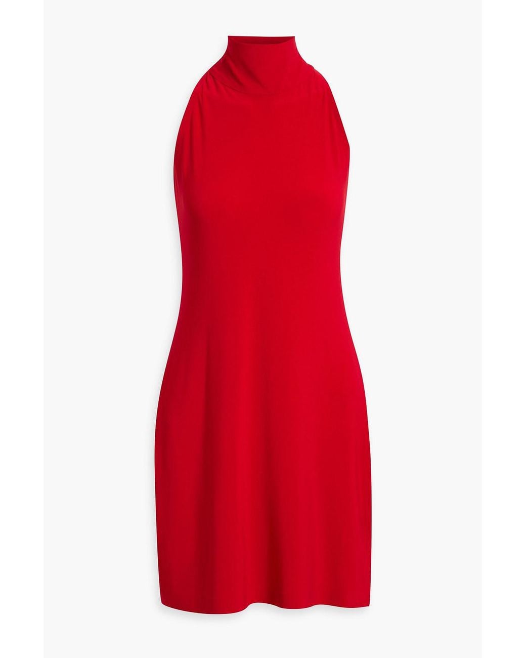 Norma Kamali Stretch-Jersey Halterneck Mini Dress in Red | Lyst