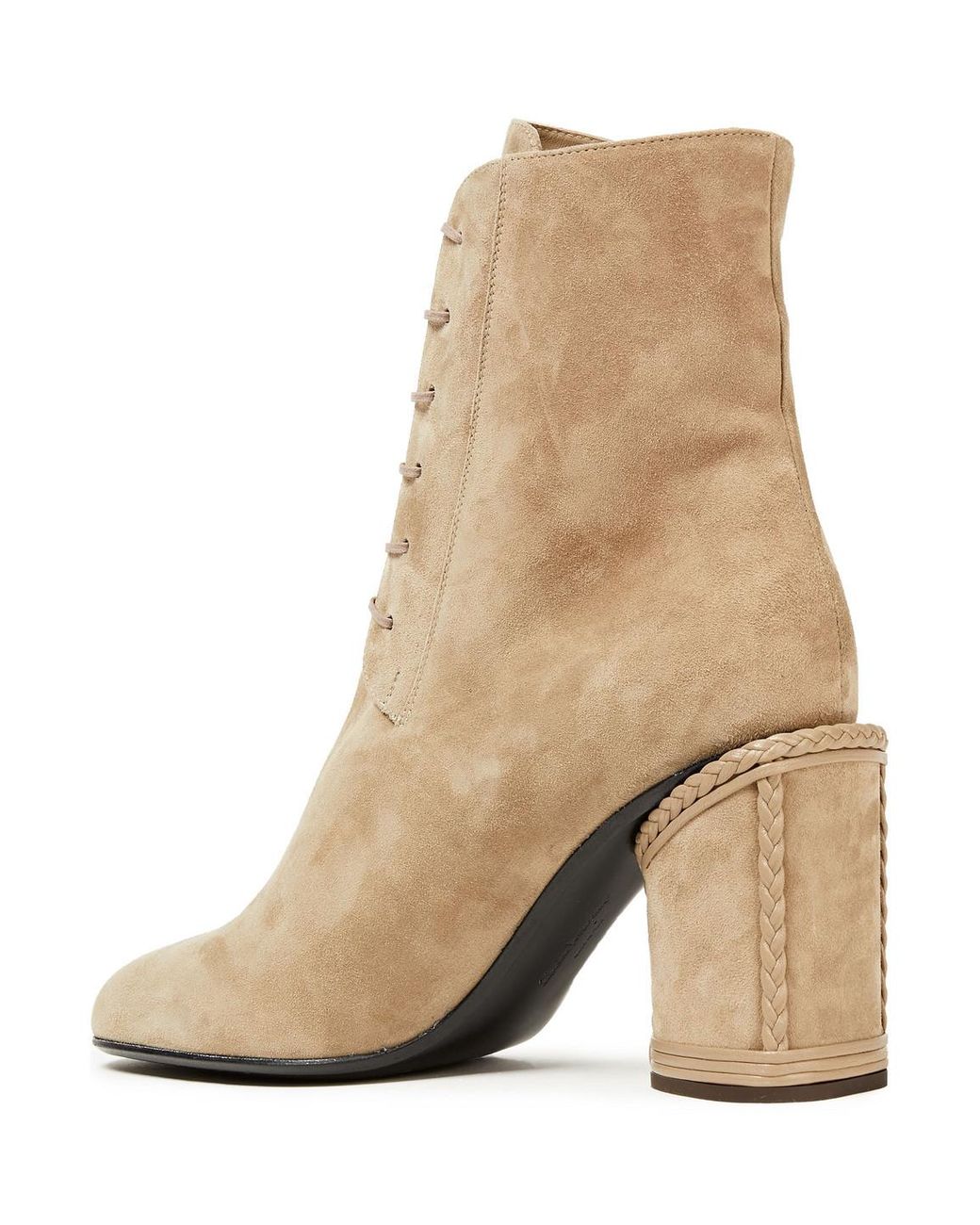 Ferragamo Chana Lace-up Suede Ankle Boots in Natural | Lyst