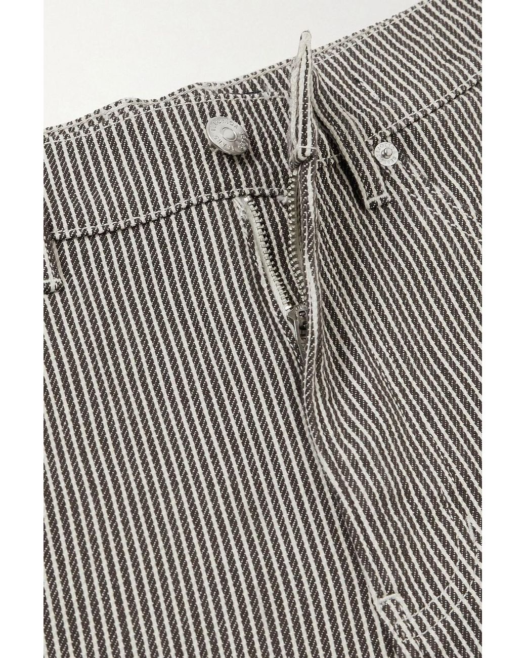 Veronica Beard Gray Taylor Frayed Striped High-rise Wide-leg Jeans