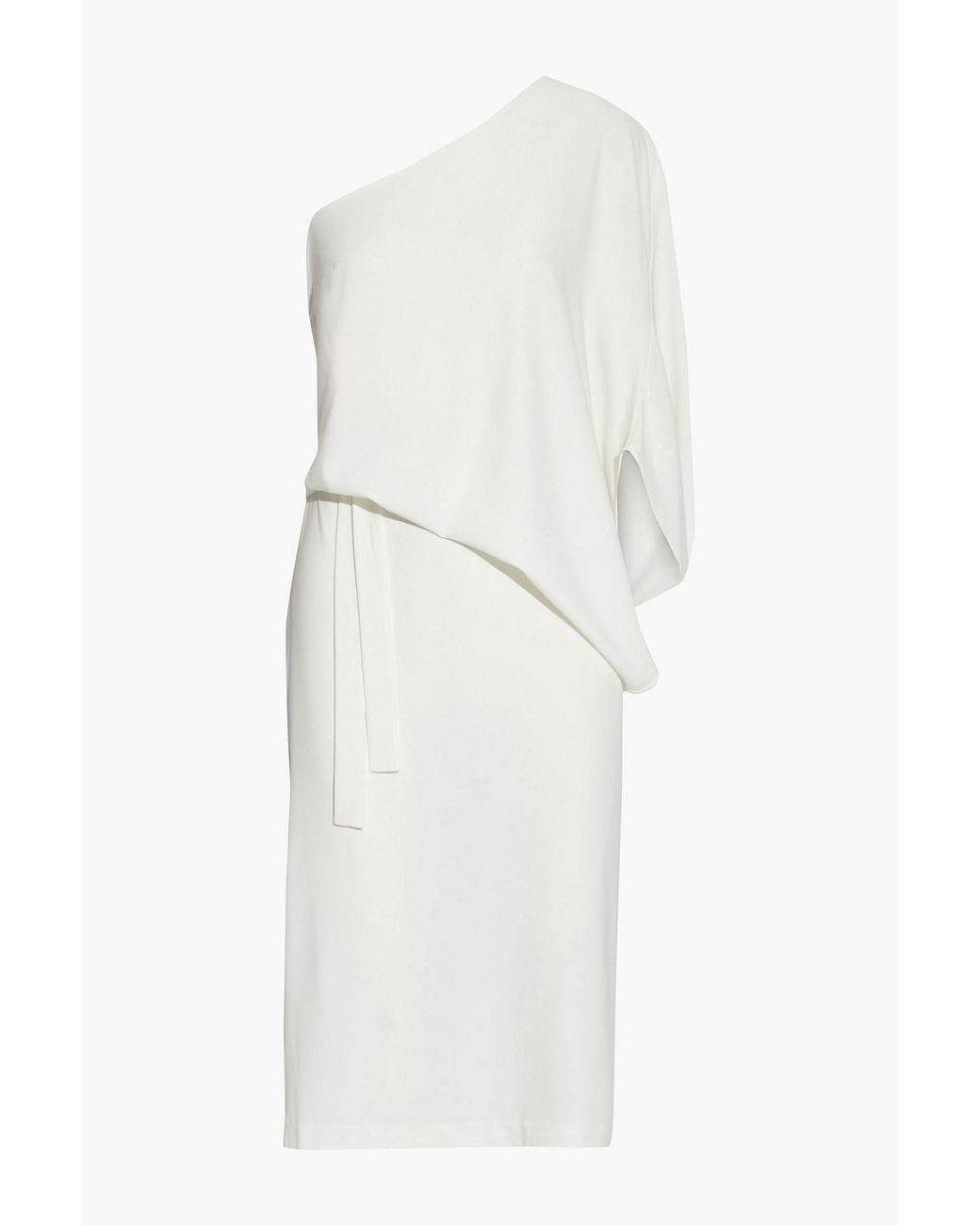 Halston Synthetic Lois One-shoulder Draped Stretch-crepe Dress in White ...