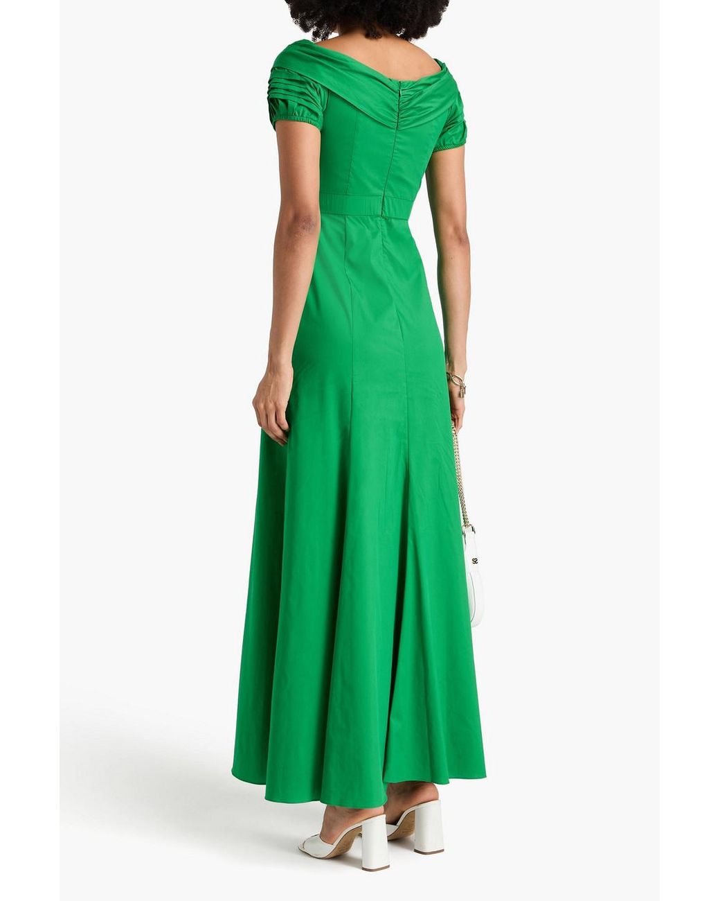 Diane von Furstenberg Laurie Pleated Cotton-blend Poplin Maxi Dress in Green  | Lyst