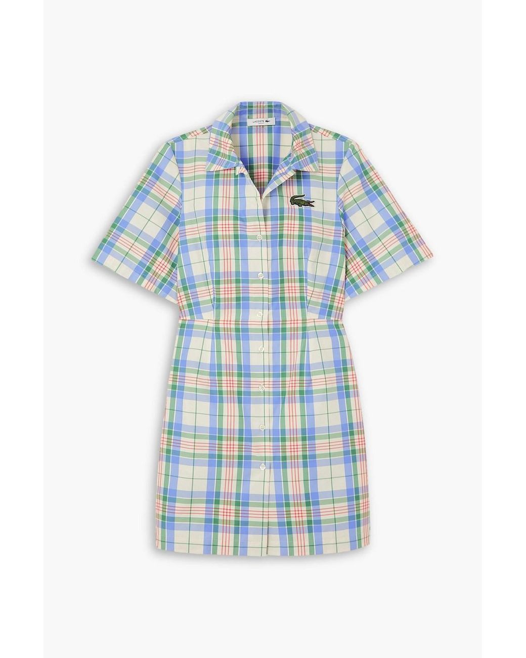 【LACOSTE】 ★ Cotton Flare Shirt Dress ★ Women's Loose Fit Belted Striped Cotton Poplin Shirt Dress