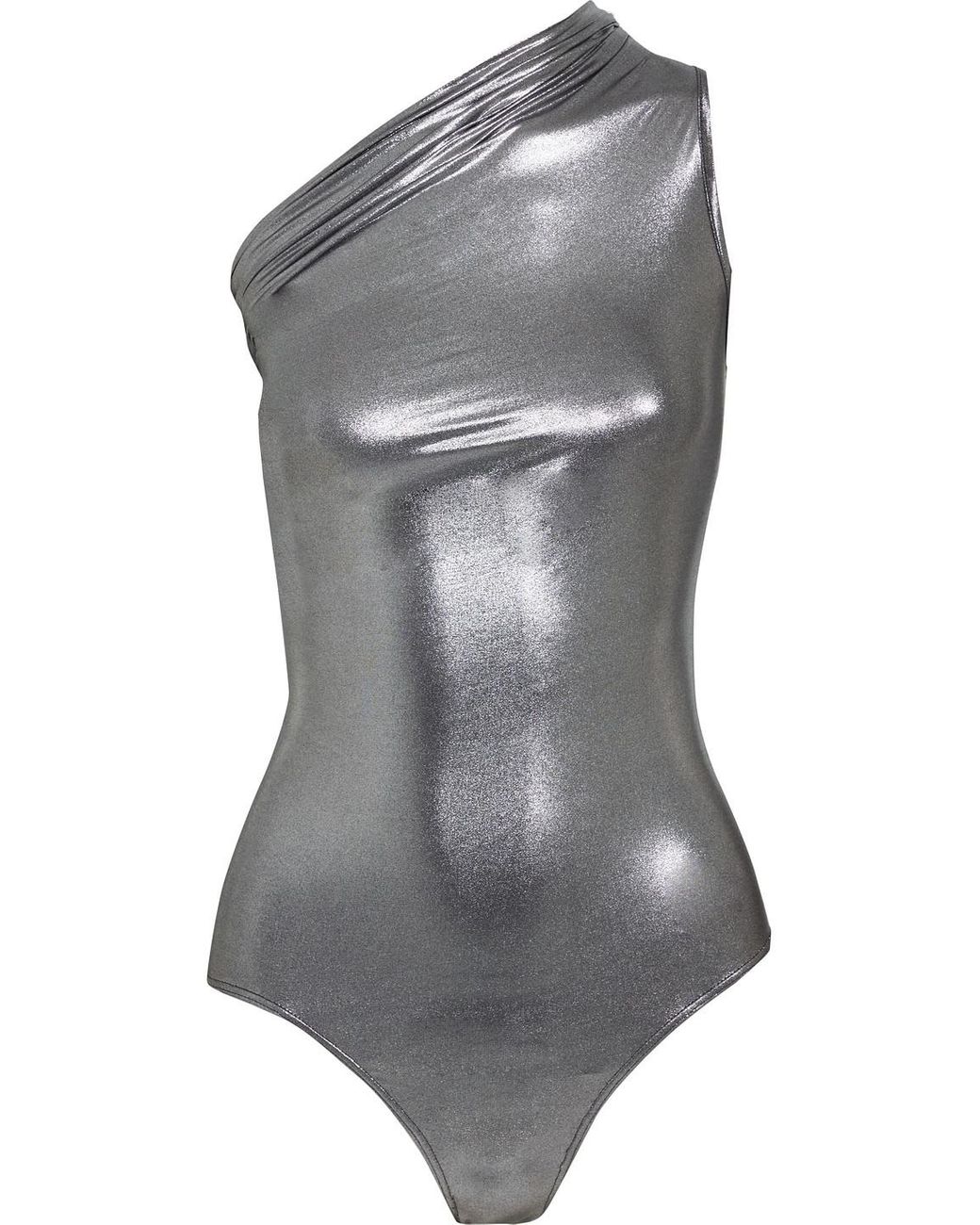Rick Owens One-shoulder Draped Lamé Swimsuit in Metallic | Lyst