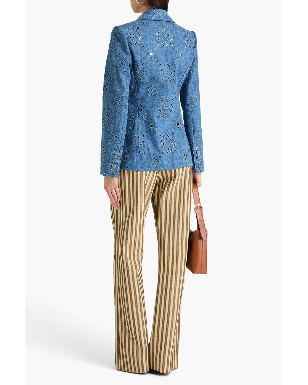 Veronica Beard Blue Naira Broderie Anglaise Denim Blazer