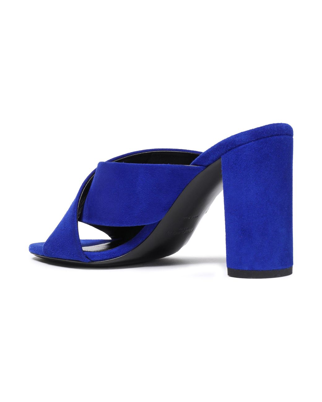 Womens Shoes Heels Mule shoes Saint Laurent Leather Tribute Square Toe Mules in Blue 