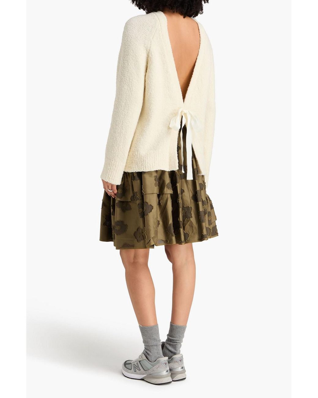 CECILIE BAHNSEN Natural Pullover "odalis" aus bouclé-strick aus einer wollmischung mit bindedetail hinten