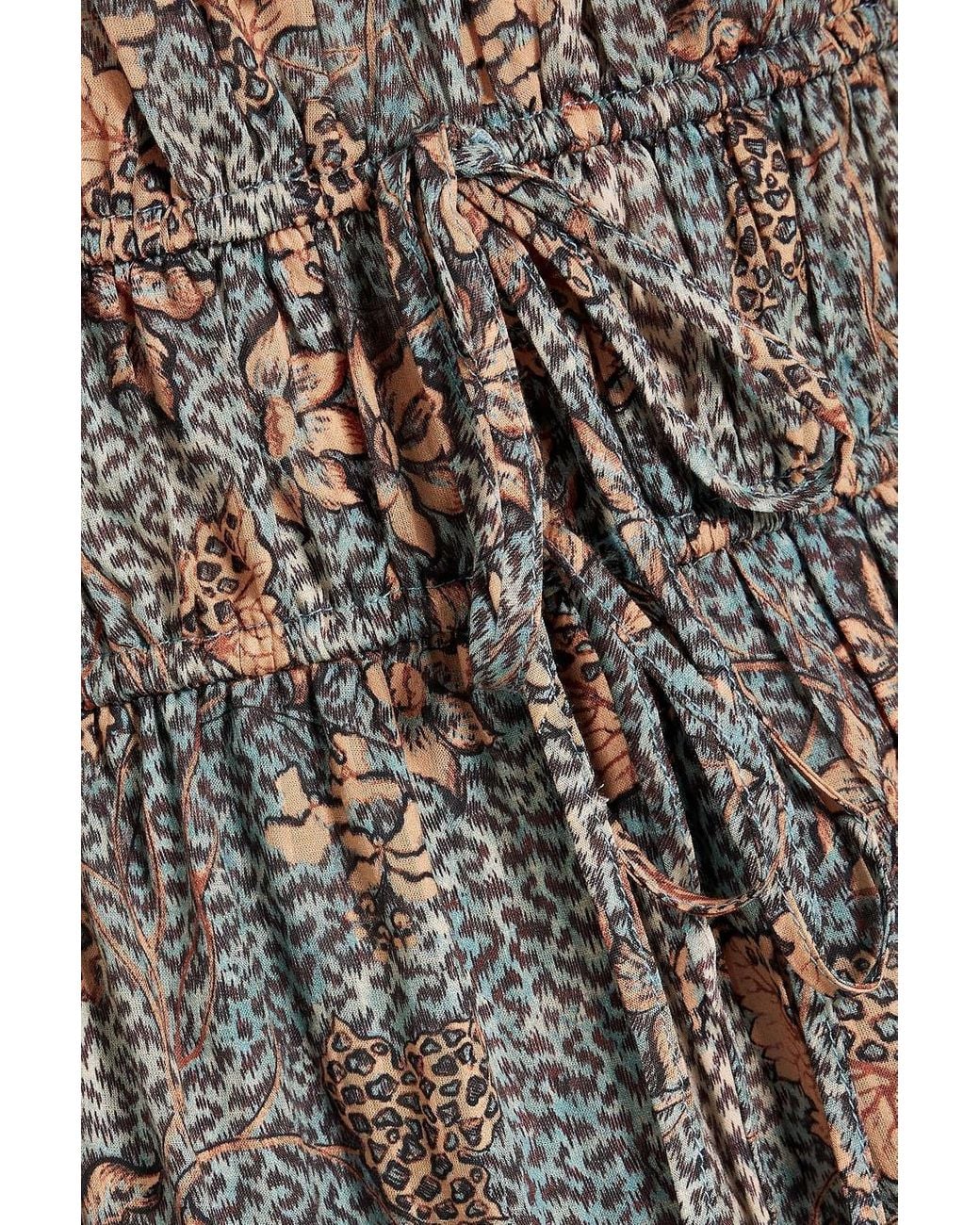 Ulla Johnson Isla Gathered Printed Cotton-blend Voile Midi Dress in Blue |  Lyst Canada