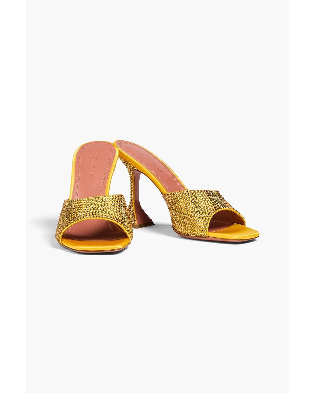 AMINA MUADDI Yellow Lupita Crystal-embellished Satin Mules