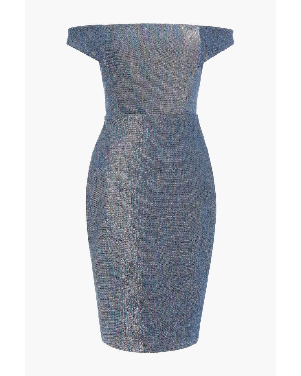 shoulder Metallic Denim Dress 