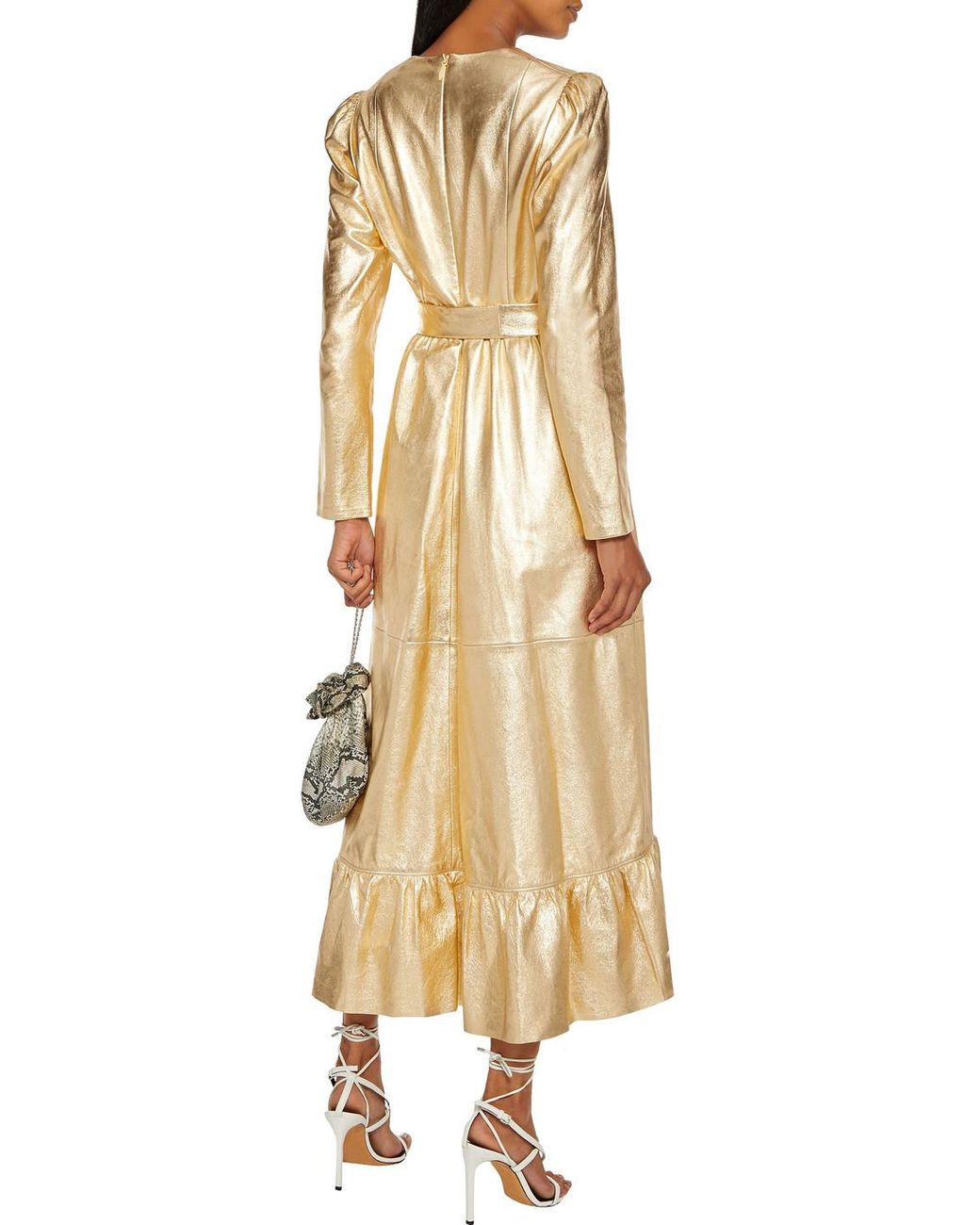 Zimmermann Ladybeetle Wrap effect Ruffled Textured leather Midi