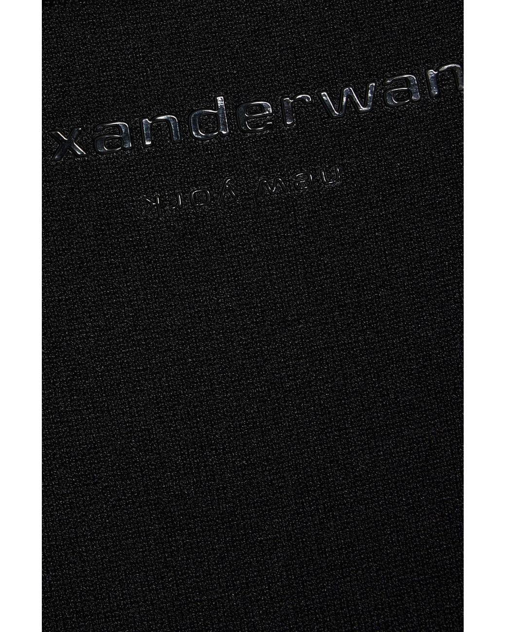 T By Alexander Wang Black Logo-print Stretch-jersey Mini Dress