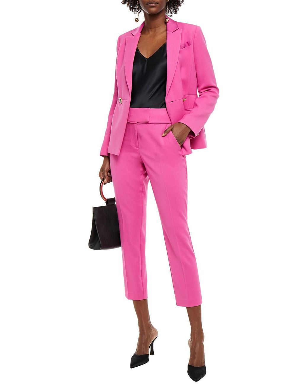 Rachel Zoe Pink Cropped Twill Slim-leg Pants
